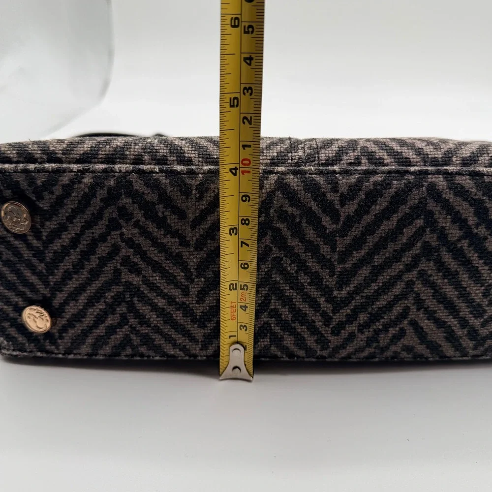 Spartina 449 Herringbone Shoulder Black Boho Chic Coastal Artisan Linen Leather